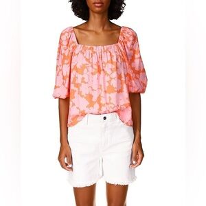 682 - Sanctuary NWT Orange/Purple Square Neck Top, Size Medium